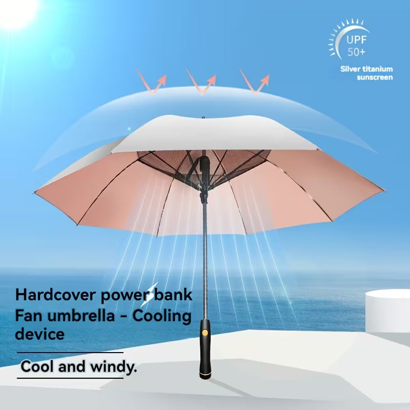 Fan Umbrella  مظلة بمروحة مدمجة